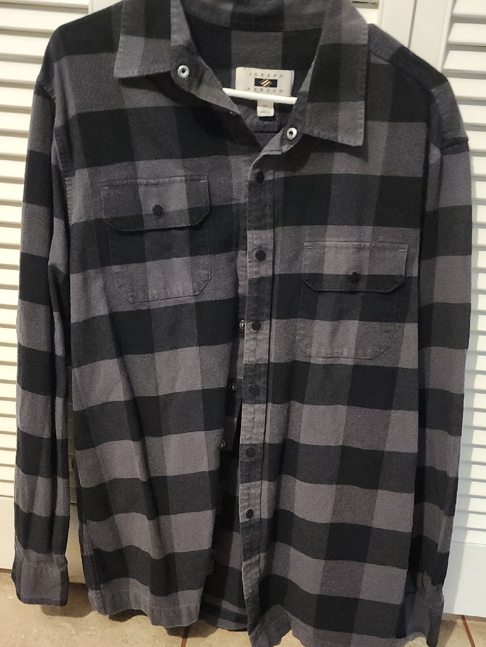 Joseph Abboud Black and Gray Plaid Button-Down Shirt